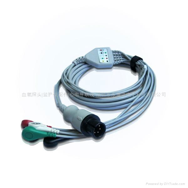 Compatible GE/mindray/goldway 6pin ecg cable leadwire 3