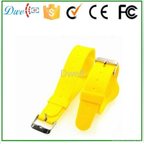 mixed color 125khz or  13.56mhz mf 1k adjustable silicon rfid wristband 4