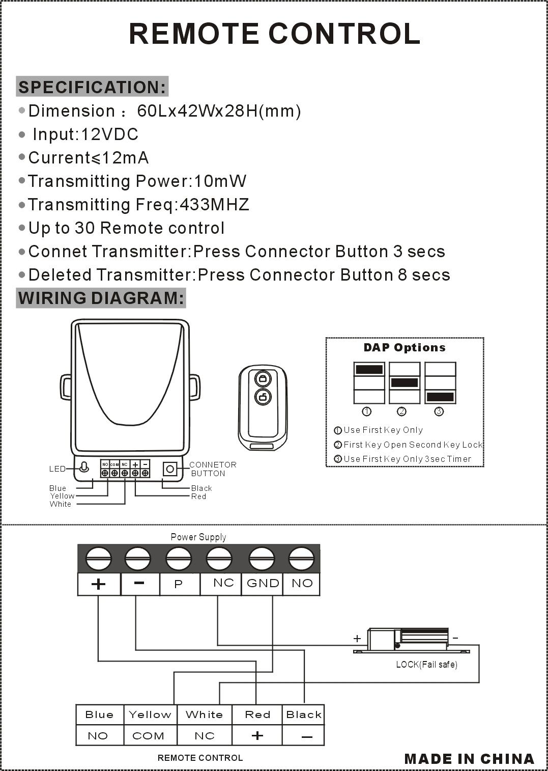 433mhz Door access control  remote control RM02 2