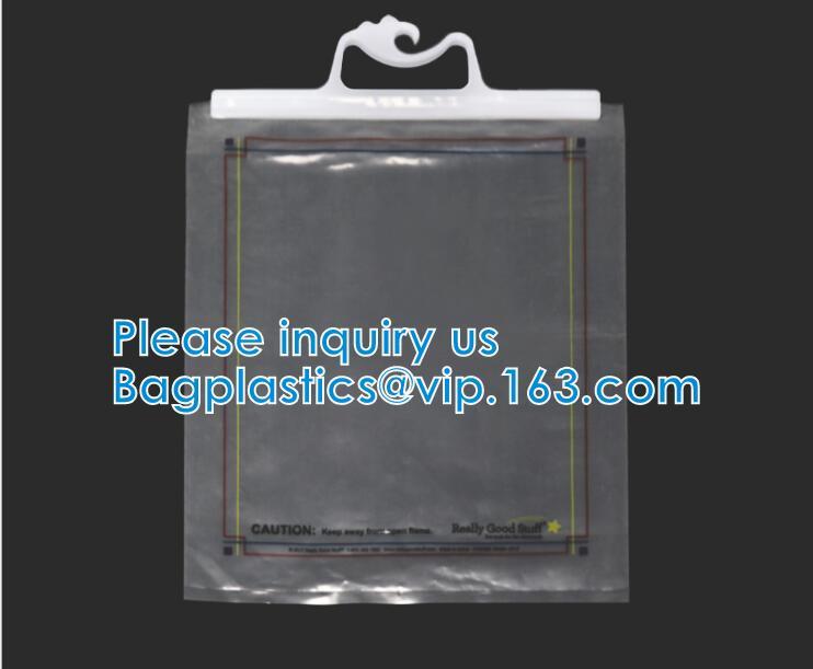 HANGER HOOK BAGS,GARMENT BOTTON CLOSURE BAGS, EVA FROST DRAWSTRING BAGS, VINYL H