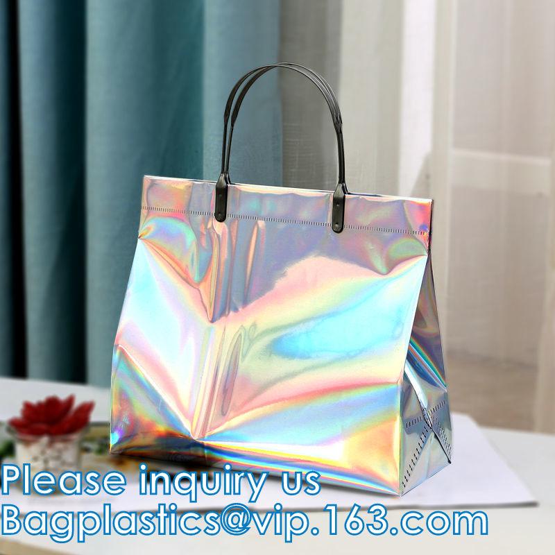 HOLOGRAPHIC NEON TOTE PVC BAG,VINYL SHOPPING SHOPPER,TOILETRY BIKINI SWIMWEAR BE 5