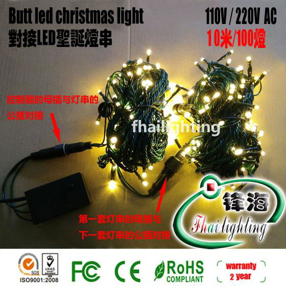 Docking LED Christmas Light String 10 Meter 100 Light 110V 220V Flashing 3