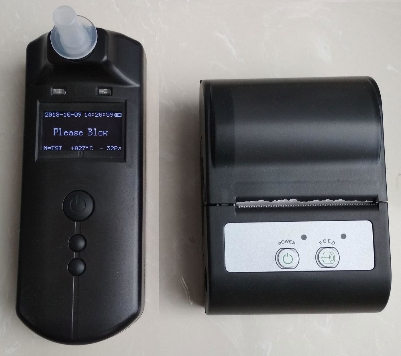 Breathalyzer with Wireless Printer and Fuel Cell Sensor