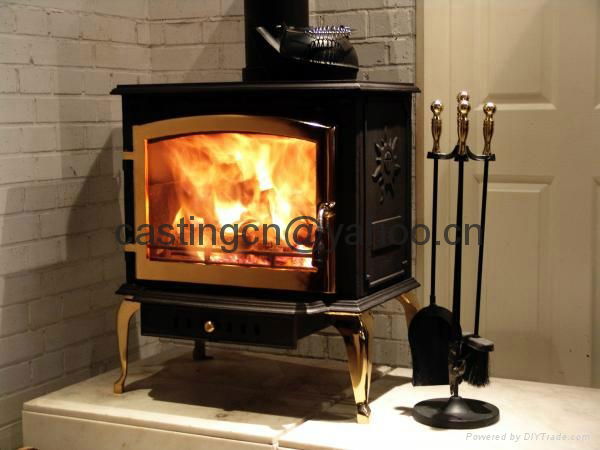 cast iron wood burning stove with secondary combusition system