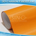 Orange 3D Carbon Fiber Vinyl Car Wrapping