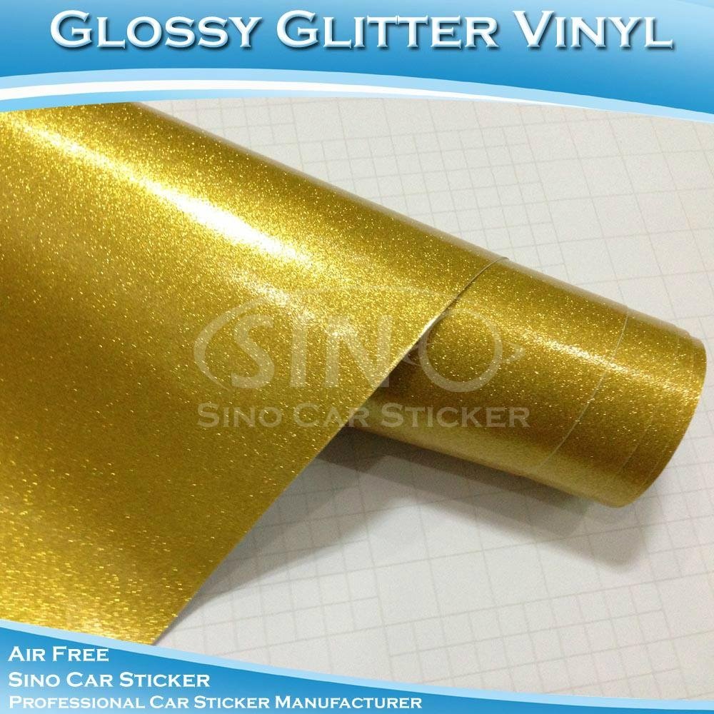Glossy Glitter Gold Car Wrapping Vinyl Film 2