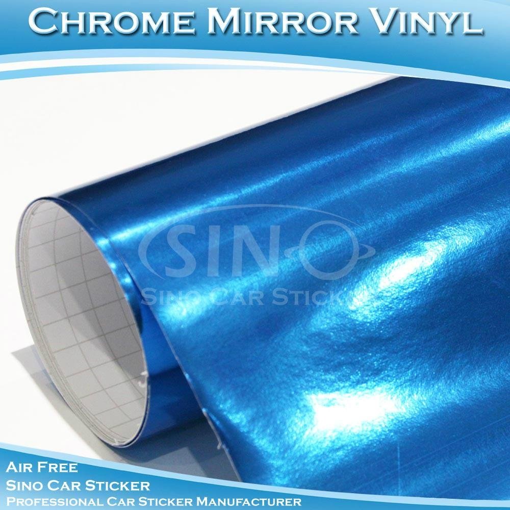 Stretchable Chrome Mirror Light Blue Car Wrapping Film 