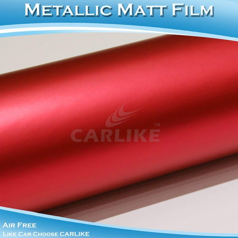CARLIKE CL5501 Chrome Metallic Matt Red Car Wrap Film 3