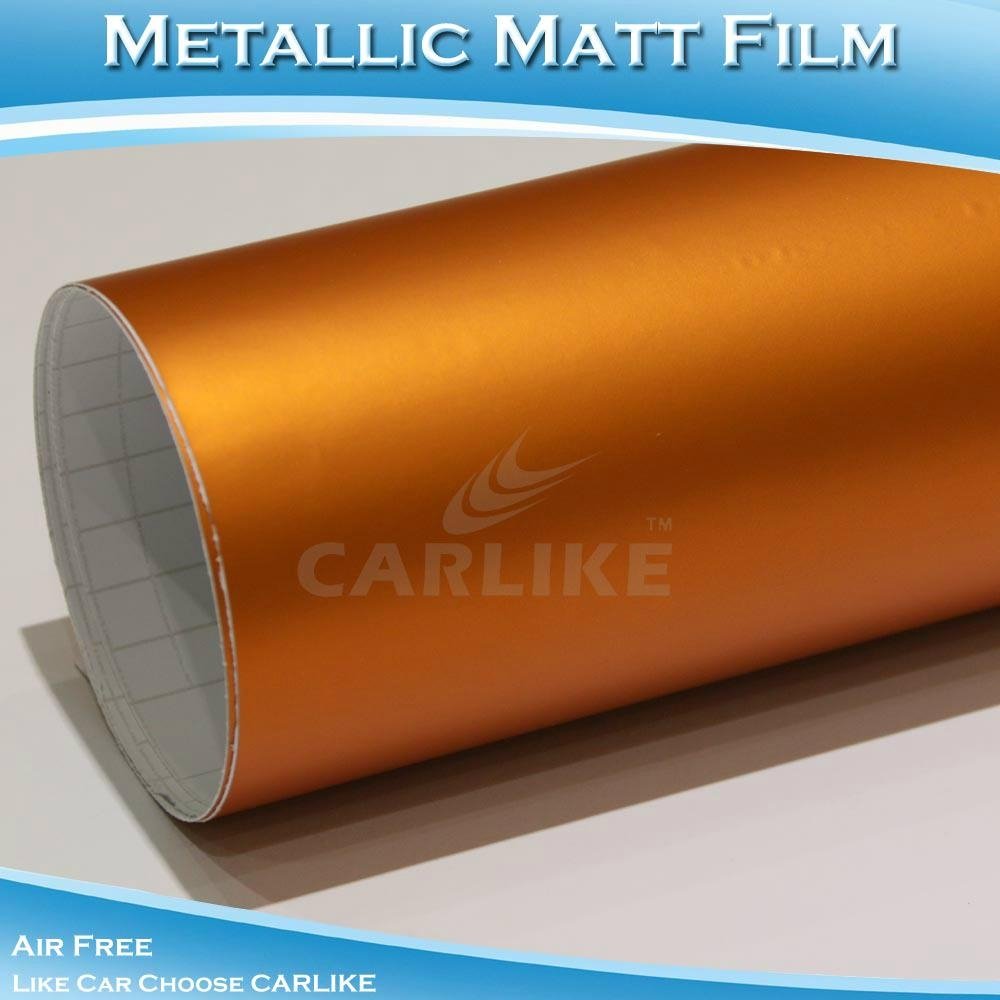 CARLIKE CL5507 Chrome Metallic Matt Orange Vinyl Sticker For Car 2