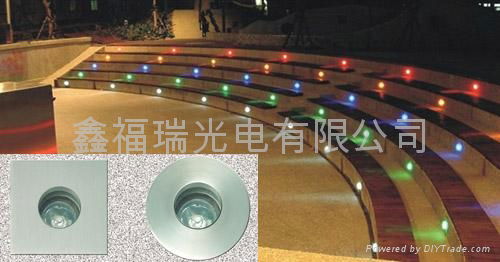  3W tricolor Mini LED underground lights，3W LED RGB3in1 Mini square inground lam 3