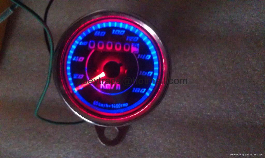 KEGE Motorcycle Classic Dual LED Odometer Speed SpeedoMeter Gauge 60mm 0-180km/h 2