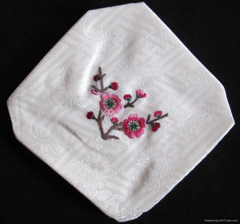 Hand embroidered silk handkerchief for women
