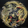 Chinese handmade silk embroidery art dragon and phoenix wall decor 1