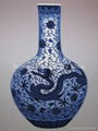 Chinese hand made silk embroidery blue and white porcelain vase wall art 