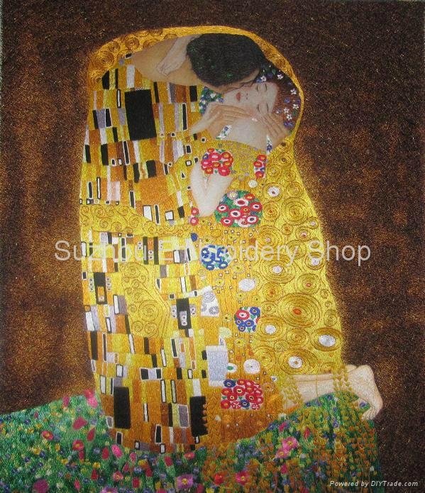 Collectible Chinese hand made silk embroidery art painting The kiss home decor