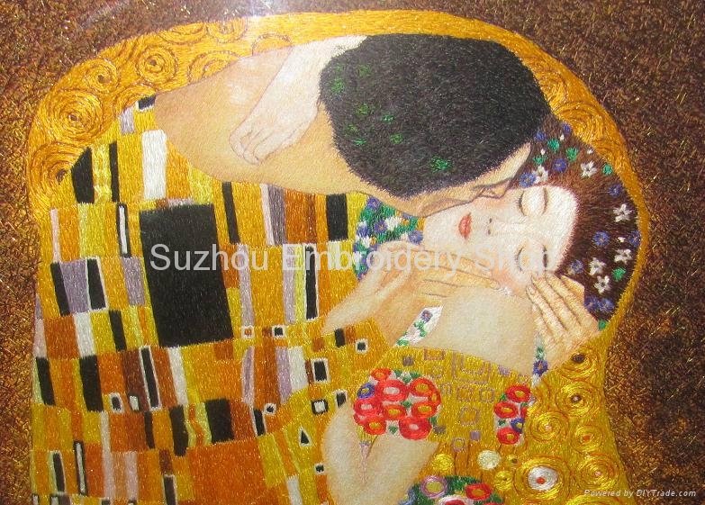 Collectible Chinese hand made silk embroidery art painting The kiss home decor 2