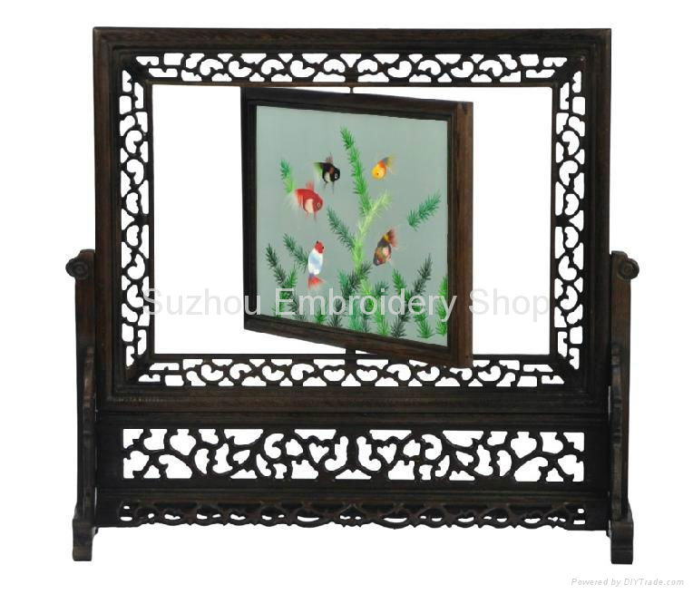 Chinese double-sided hand embroidery table screen home decor 2