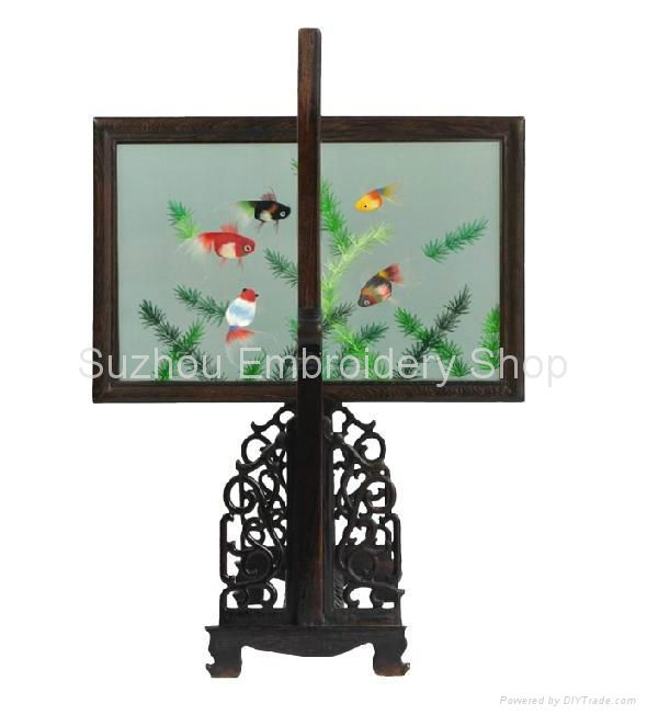 Chinese double-sided hand embroidery table screen home decor 3