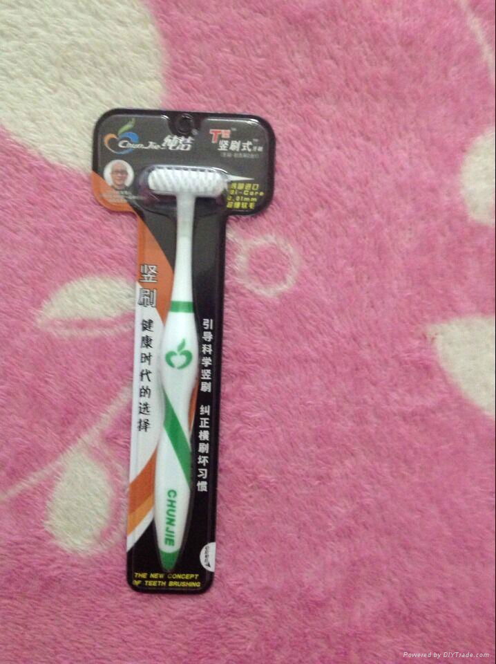 innovation T shape toothbrush with Korea Bi-core bristle for adult