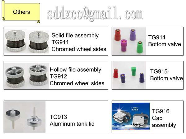 lighter parts: wheel/ bottom valve/ cap assembly