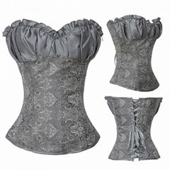 sexy lingerie satin ruffled jacquard corset