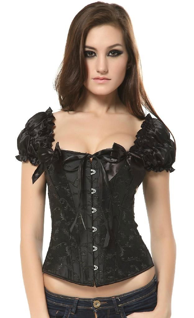 sexy lingerie satin ruffled jacquard corset 5