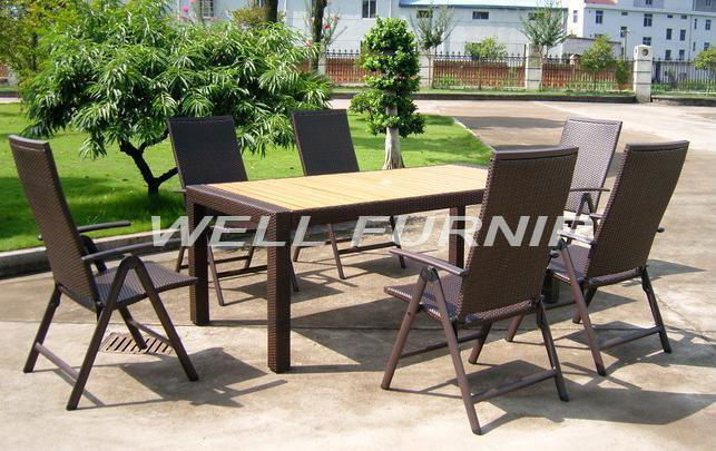 PE wicker/rattan dining set for garden