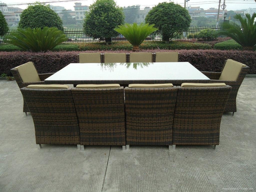 11pcs Family Rattan Wicker Dinning Set with Rectangle Table 3