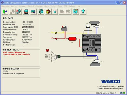 WABCO DIAGNOSTIC KIT Heavy Duty Truck Diagnostic Scanner With D630 Laptop 