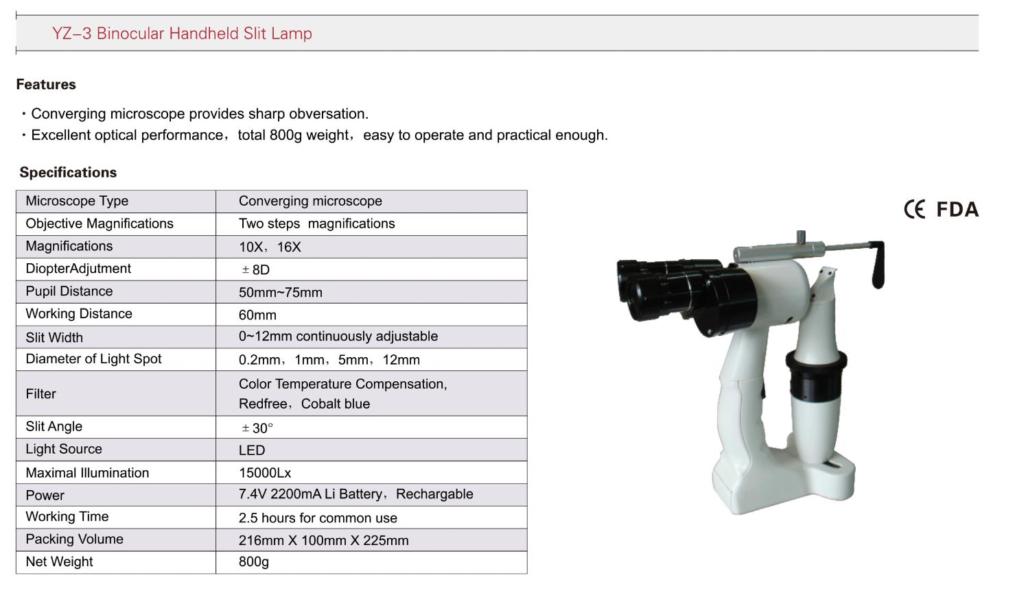 YZ-3 Binocular Handheld Slit lamp 2