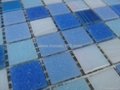 blue color gradual glass pool mosaic 