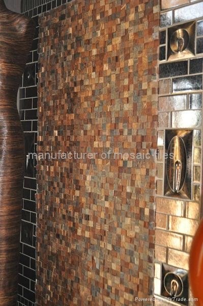 wood mosaic wall