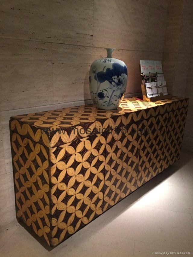 Coconut mosaic wood  table panel  2