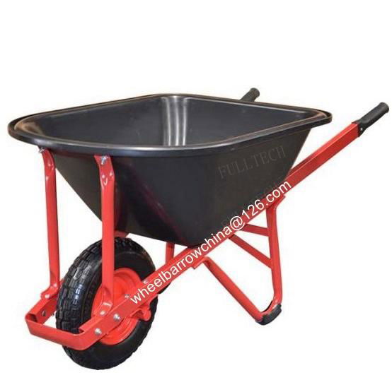 100L Master builder's steel wheelbarrow contractors wheel barrow poly wide wheel 3