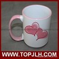 Cheap white coated sublimation colorful mug ceramic coffee mug 2