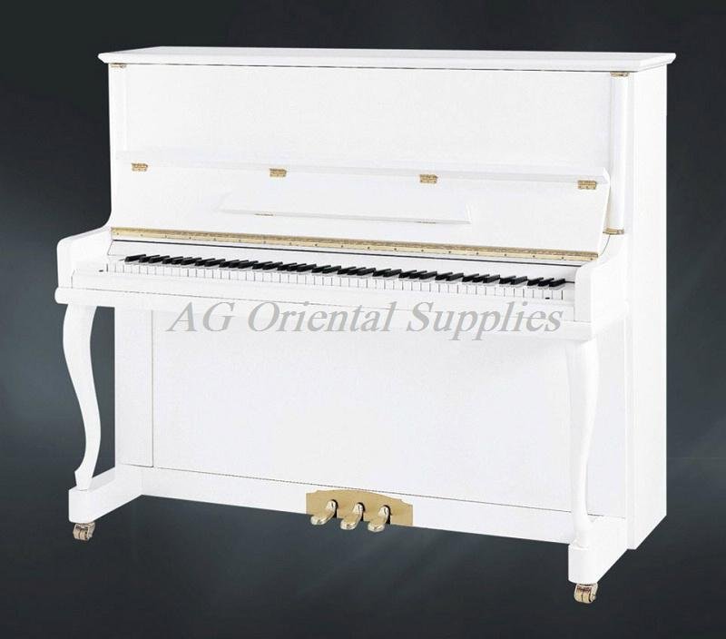 88key white polished acoustic upright piano with stool black polished