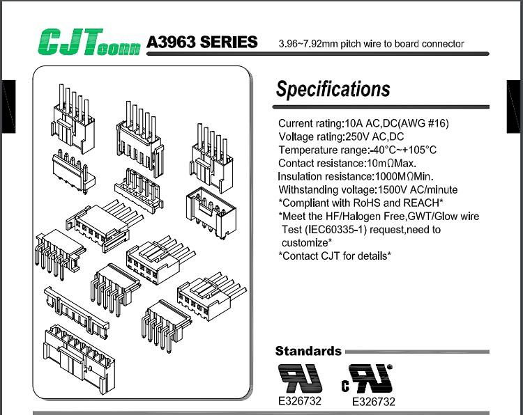 3.96mm pitch Equivalent Connector A3963 VH Series VHR-2N VHR-2N-BK 4