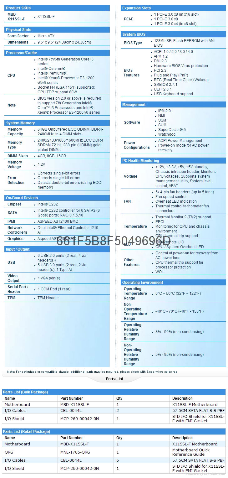 超微/supermicro X11SSL-F 单路服务器主板支持DDR4内存2133Mhz 3