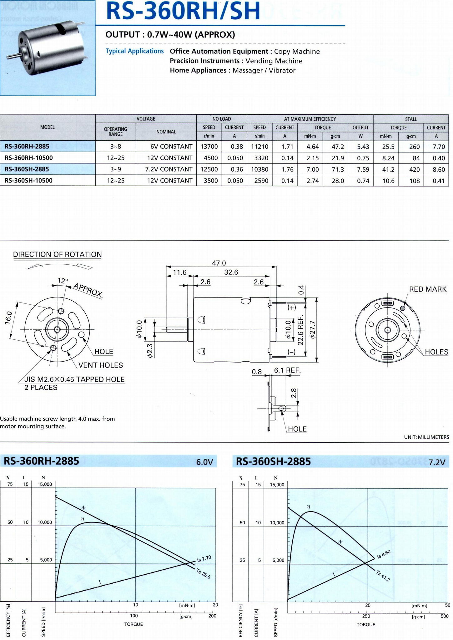 MINI DC Motor for ATM Machine RS-360SH  12v high torque and high speed 5