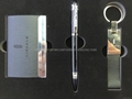 Leather key chain + PU card case, gift pen business suit 4