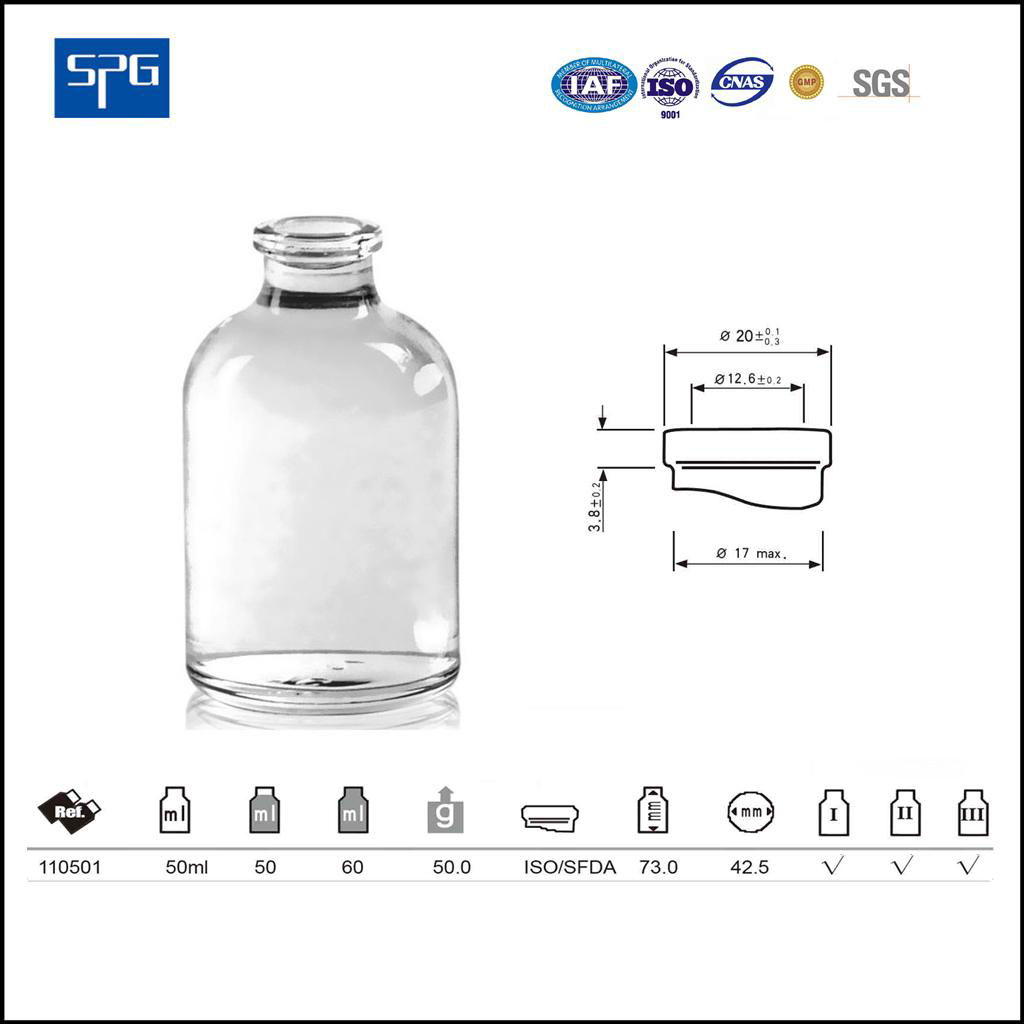 Clear moulded injection vial USP TYPE I,II,III 2