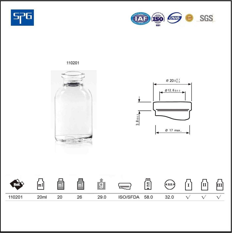 Clear moulded injection vial USP TYPE I,II,III 4