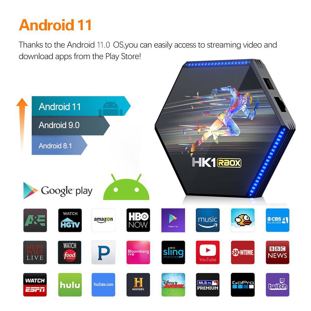 2021 Android 11.0 TV Box HK1 RBOX R2 RK3566 Quad Core Smart 4GB 32GB 64GB 1000M  4