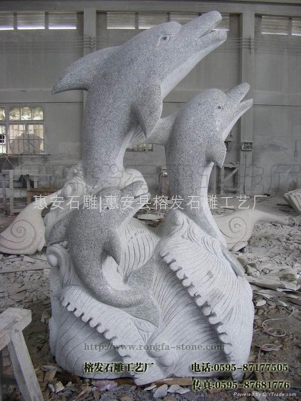 Animal carvings,Porpoise,Stone carving fish,fountain