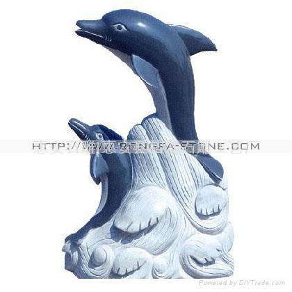 Animal carvings,Porpoise,Stone carving fish,fountain 2