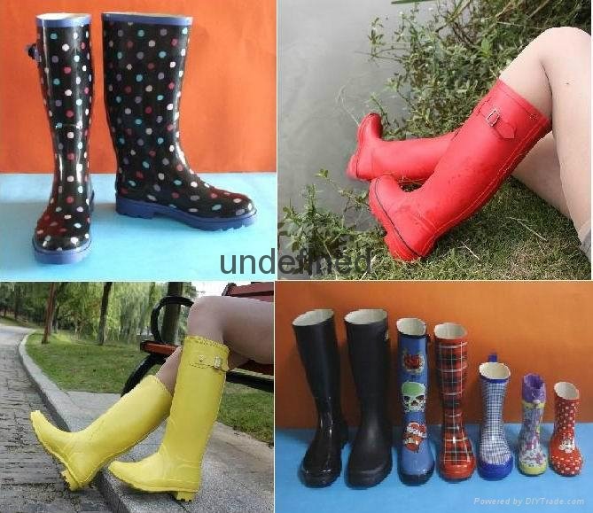 Various waterproof rubber rain boots
