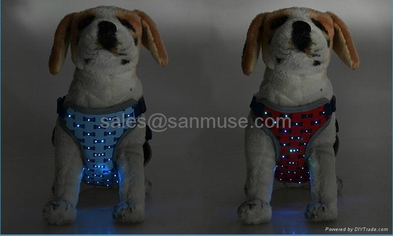 Night Safety Nylon Flashing Light Up Adjustable Pet LED Dog Harness 2