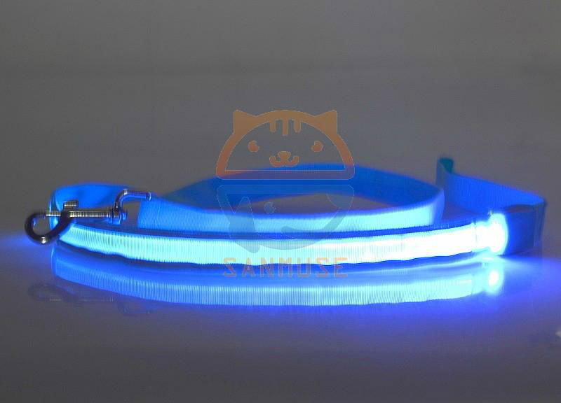 Double Reflective Led leash Led night safety flashing Dog collar leashes 5