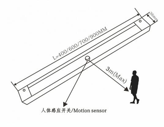 Motion sensor Aluminum Led Cabinet  Light PIR 4