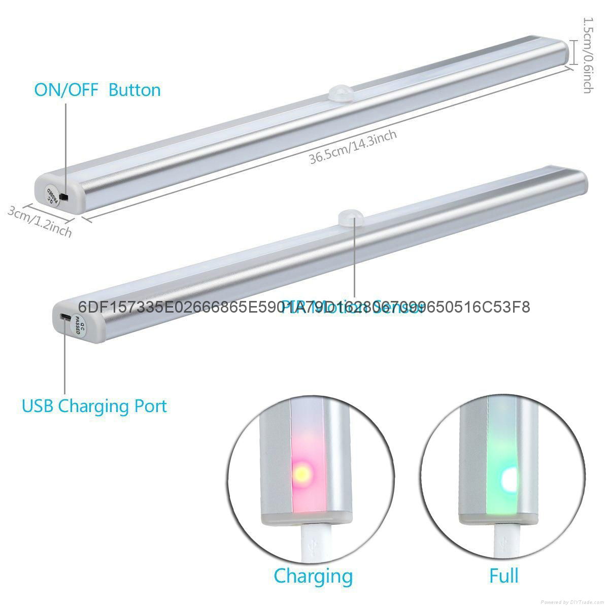 USB 20 LED Rechargeable Automatic Under Cabinet Light PIR Motion Sensor Lamp 4